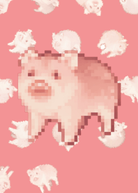 ブタ ランダムのドット絵Red 04