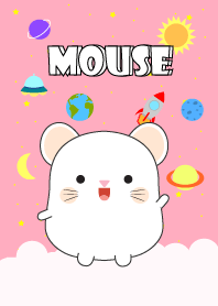 Cute White Mouse In Galaxy