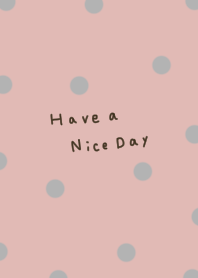 Pink beige gray polka dots.