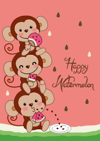 Smiling monkey - happiness watermelon