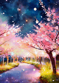 Beautiful night cherry blossoms#997