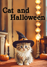 Cat and Happy halloween! - pumpkin&ghost