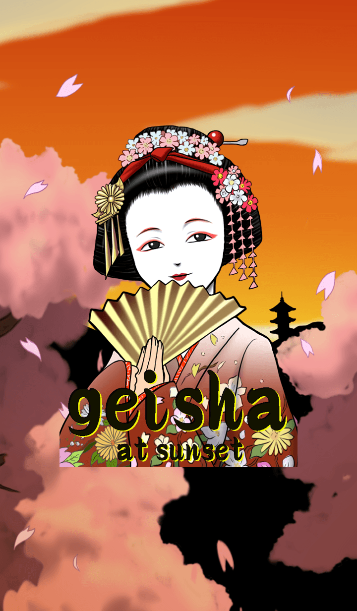 Geisha at sunset japan