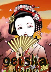 Geisha at sunset japan