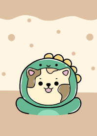 Dinosaur cat and dessert