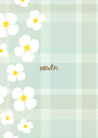 白い花　チェック柄　かわいい