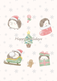Hedgehog and Christmas -beige-