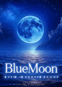 Blue Full Moon and Night Sea