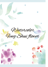 Blue / Feng Shui watercolor color flower