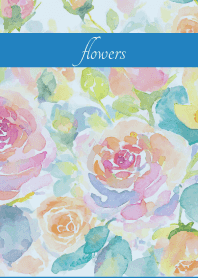 Pastel Roses3 on blue