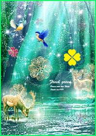 運気上昇✨幸運の青い鳥と鹿 クローバー＊