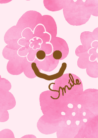 Red Pink watercolor flower Smile