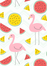 Flamingo and watermelon-Green-