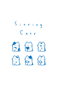 แมวนั่ง / blue white