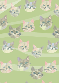 Whimsical Cats2 on moss green