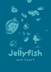 Jellyfish & heart Marine blue