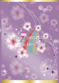 パープル 紫 / 運気UP 桜と虹