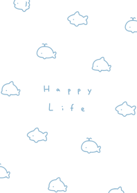 Shark Friends(pattern)/white aqua line