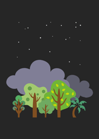 Night forest trees