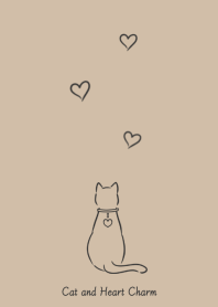 Cat and Heart Charm (beige)