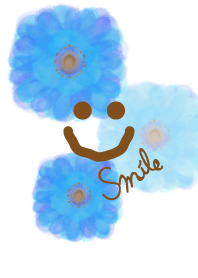 Watercolor Blue flower - smile-