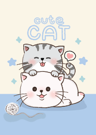 Cat couple cute : blue