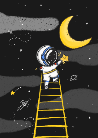 Astronaut and Magic Stairs to The Moon