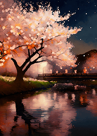 Beautiful night cherry blossoms#2486