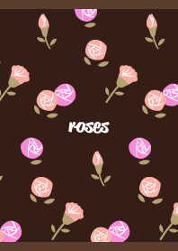 pink rose pattern on brown