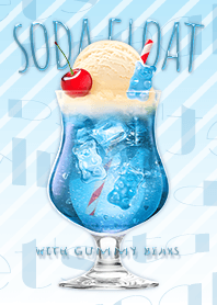 Soda Float w/gummy bears -  Blue