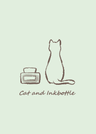 Cat and Inkbottle -green-