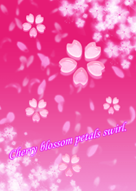 .Cherry blossom petals swirl.
