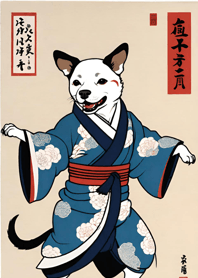 Ukiyo-e dancing dog 5gM3h