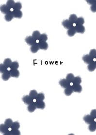White and navy watercolor flowers.