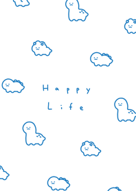 Smile Dinosaurs(pattern)/blue white.