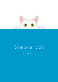 simple white cat/cyan blue.