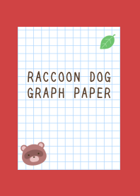 RACCOON DOG GRAPH PAPER/RED/BEIGE