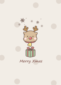 Reindeer and Present -brown- dot