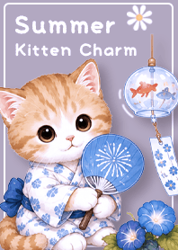 Yukata Kitten & Wind Chimes purple