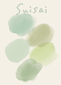 シンプル水彩くすみカラー(グリーン)