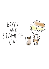 Boys and Siamese cat