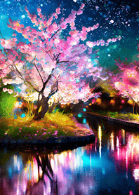 Beautiful night cherry blossoms#1006