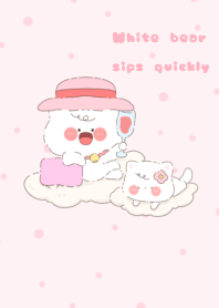 White bear sips quickly