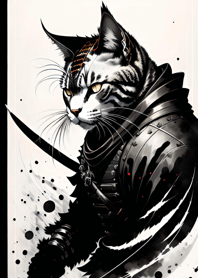 Ink wash cat samurai 61A389