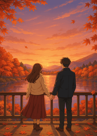 Autumn Lake Sunset Harmony