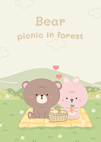 Bear picnic in forest!