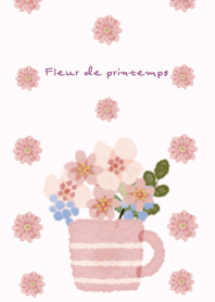 Mug cup and flowers [PINK]