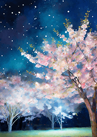 Beautiful night cherry blossoms#1485