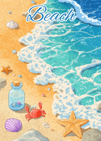 픽셀 바다 해변 게와 파도