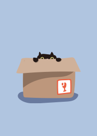 Black cat in the box_blue
